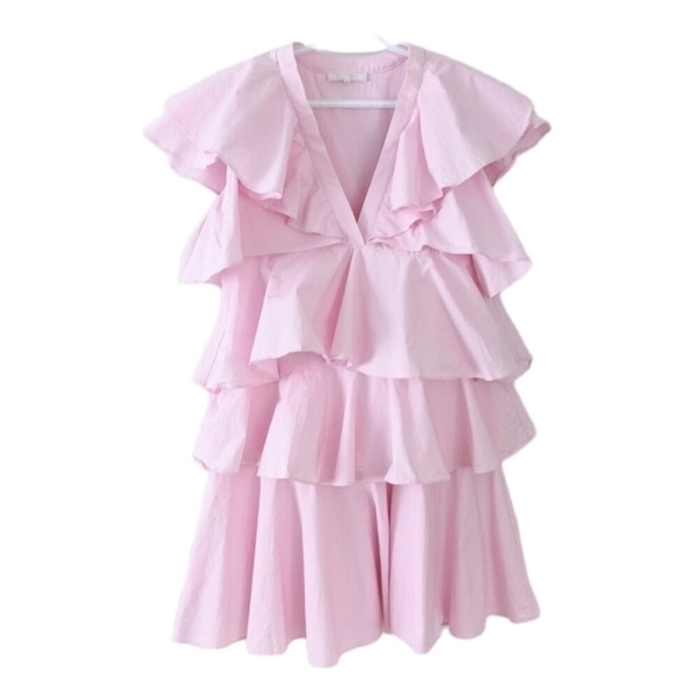 Lyn Around tiered layered dress butterfly sleeves mini baby doll dress XS @A9